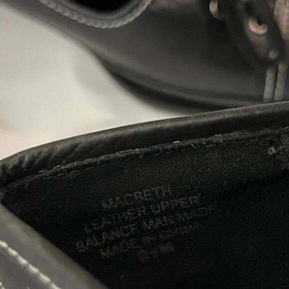 Vintage 90s Lace Up Oxford Size 8.5 Black Leather Square Toe Heels VS Macbeth - Picture 10 of 15